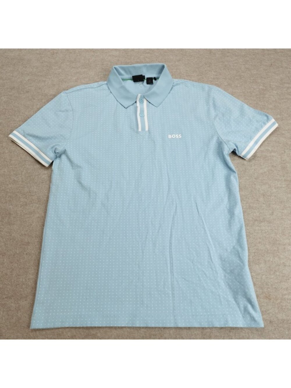 Hugo Boss Polo Shirt Small Blue Polka Dot Tipped Paddy 5_99